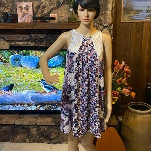 Floral Lace Crochet Keyhole Neckline Sundress